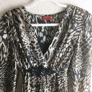 Tapemeasure Brown Combo Tan attached Tank Beaded